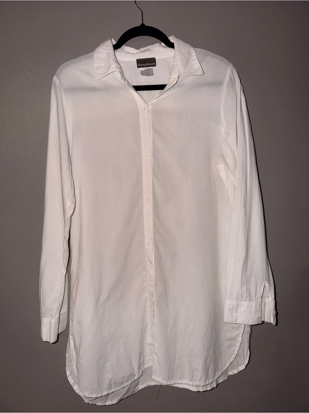 Tommy Bahama White Long-Sleeve Button Front Swim Coverup